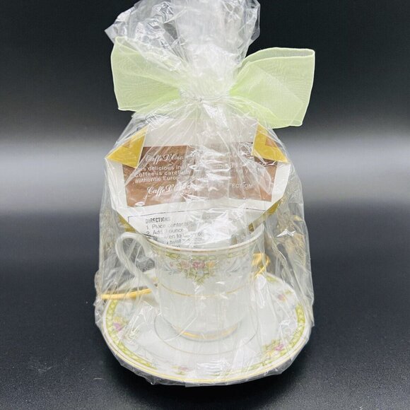 Elegant Espresso Cup & Saucer Gift Set With Gold Spoon Gift Set - Picture 6 of 10